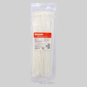 Хомут кабельный 3.6х300мм петлевой нейлон бел. (уп.100шт) Rexant 07-0300
