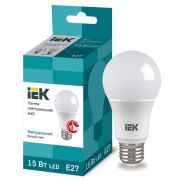 Лампа светодиодная Eco 15Вт A60 шар грушевидная 4000К нейтр. бел. E27 230В IEK LLE-A60-15-230-40-E27